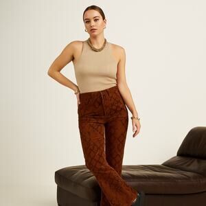 ANTHROPOLOGIE x PILCRO The Icon 70s Flare Corduroy Pants Snakeskin Sz 27T {R34}